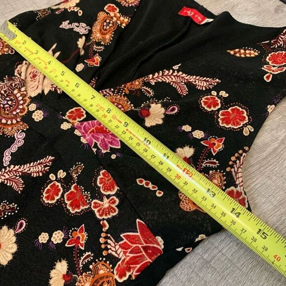 Vintage Ruby Rox Black Paisley Floral Midi Dress Wrap Lettuce Medium M - Picture 7 of 9